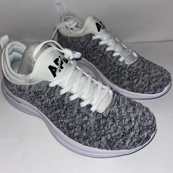 APL TechLoom Breeze Men 7.5 Gray White Knit Running Sneaker Lightweight Shoe NEW